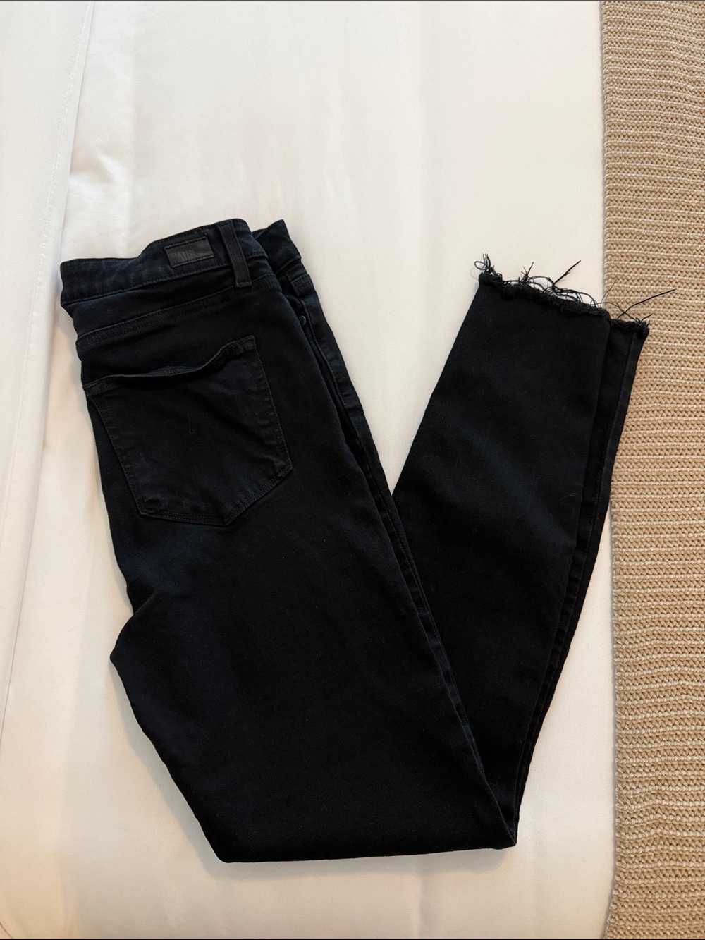 PAIGE Black Skinny Jeans with Raw Hem